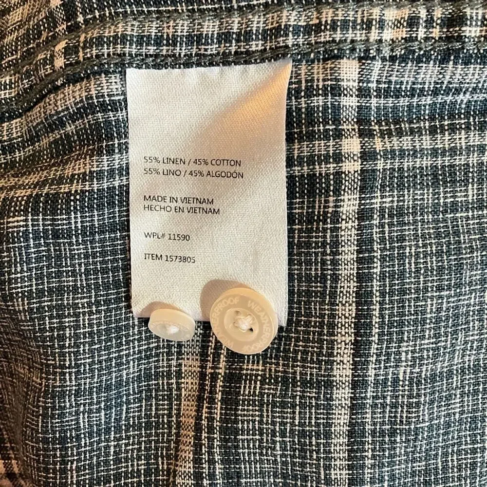 Weatherproof Vintage Men’s Blue Plaid Linen Shirt Size XXL